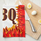BBQ Red Flames Keukenhanddoek (Quarter Fold)
