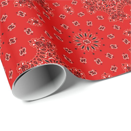 BBQ Red Paisley Western Bandana Scarf Print Cadeaupapier (Rol Hoek)