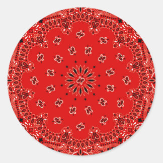 BBQ Red Paisley Western Bandana Scarf Print Ronde Sticker