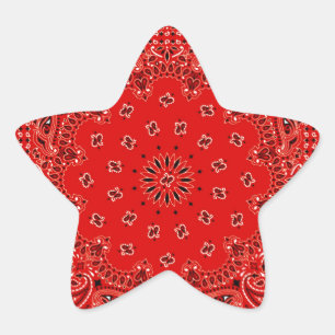 BBQ Red Paisley Western Bandana Scarf Print Ster Sticker