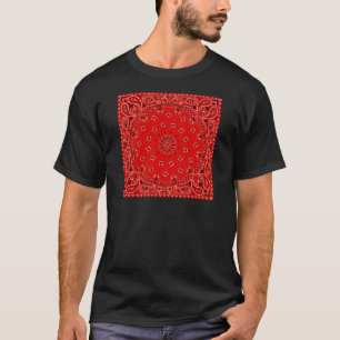 BBQ Red Paisley Western Bandana Scarf Print T-shirt