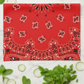 BBQ Red Paisley Western Bandana Scarf Print Theedoek (Gevouwen)