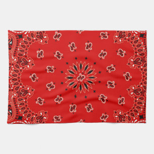 BBQ Red Paisley Western Bandana Scarf Print Theedoek