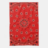 BBQ Red Paisley Western Bandana Scarf Print Theedoek (Verticaal)
