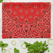 BBQ Red Paisley Western Bandana Scarf Print Theedoek (Gevouwen)