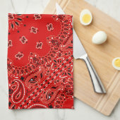 BBQ Red Paisley Western Bandana Scarf Print Theedoek (Quarter Fold)