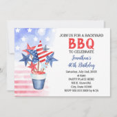 BBQ Red White & Blue Patriotic Birthday Party Kaart (Voorkant)