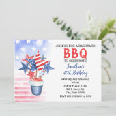 BBQ Red White & Blue Patriotic Birthday Party Kaart (Staand voorkant)