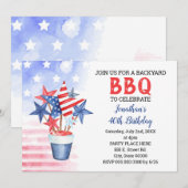 BBQ Red White & Blue Patriotic Birthday Party Kaart (Voorkant / Achterkant)