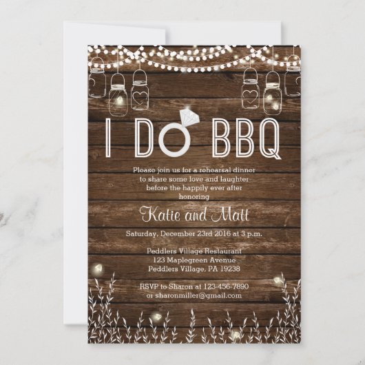 BBQ Rehearsal Dinner Invitation Kaart (Voorkant)