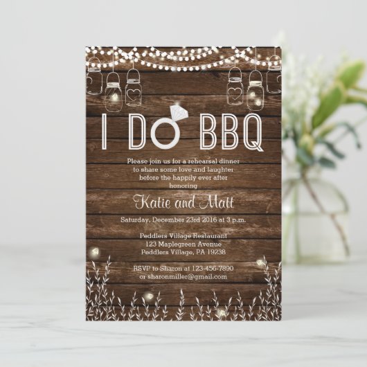 BBQ Rehearsal Dinner Invitation Kaart (Staand voorkant)