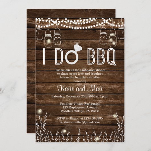 BBQ Rehearsal Dinner Invitation Kaart (Voorkant / Achterkant)
