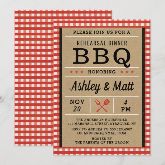 BBQ Rehearsal Dinner Invitation Kaart (Voorkant / Achterkant)