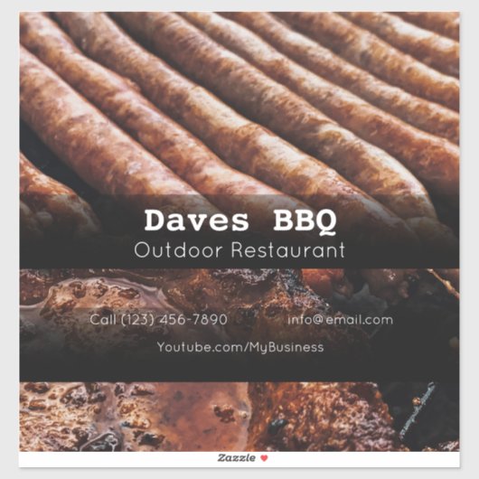 BBQ Restaurant Food Custom-Cut Vinyl Sticker (Vel)