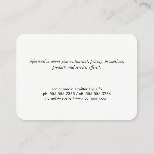 BBQ Restaurant / Varken Visitekaartje (Achterkant)