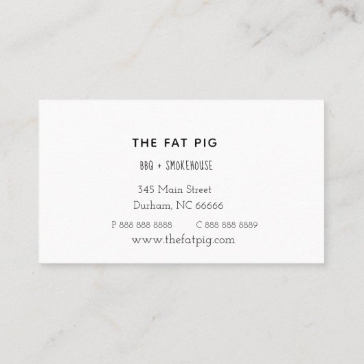 BBQ resturend Visitekaartje (Achterkant)