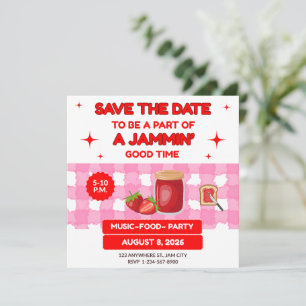 BBQ REÜNIE ROZE WIT VIERKANT 13,3 X 13,3 JAM ON SAVE THE DATE