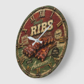 BBQ Ribs Smokehouse Barbecue Grill Master Gift Grote Klok (Hoek)