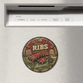 BBQ Ribs Smokehouse Barbecue Grill Master Gift Magneet (Insitu (Vaatwasser))