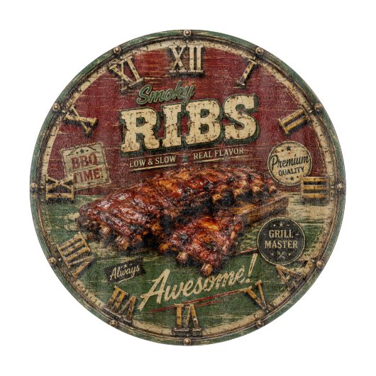 BBQ Ribs Smokehouse Barbecue Grill Master Gift Snijplank (Voorkant)