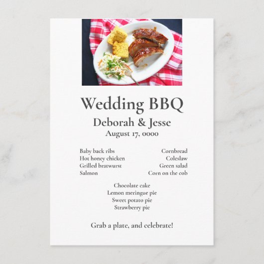 BBQ ribt op een kleurrijke doek Menu (Voorkant)