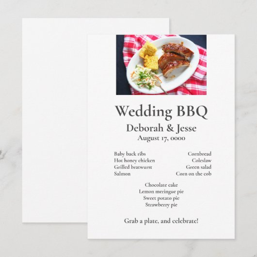 BBQ ribt op een kleurrijke doek Menu (Voorkant / Achterkant)