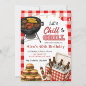 BBQ Rode Gingham Grill en Chill Verjaardag Kaart (Voorkant)