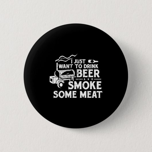 Bbq roken pitmaster drink bier rook vlees ronde button 5,7 cm (Voorkant)