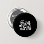 Bbq roken pitmaster drink bier rook vlees ronde button 5,7 cm (Voorkant /achterkant)