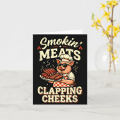 BBQ rokende vlees en klappende wangen grappig vark Kaart (Gele Bloem)