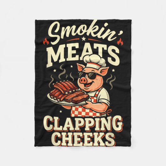 Bbq rokende vlees en klappende wangen grappige var fleece deken (Voorkant)