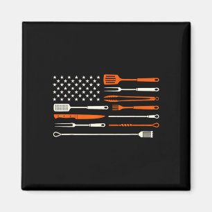 Bbq-roker barbecue chef grillgereedschap usa vlag magneet