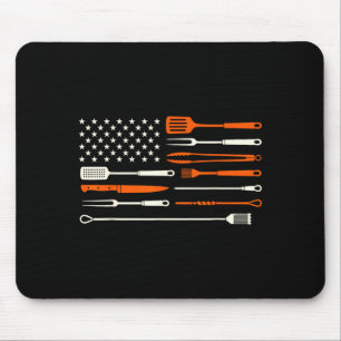 Bbq-roker barbecue chef grillgereedschap usa vlag muismat