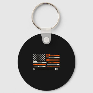 Bbq-roker barbecue chef grillgereedschap usa vlag sleutelhanger
