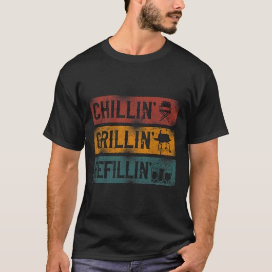 Bbq-roker Chillin' Grillin' Refillin' T-shirt (Voorkant)