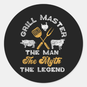 BBQ roker grill meester van het Man The Myth The L Ronde Sticker
