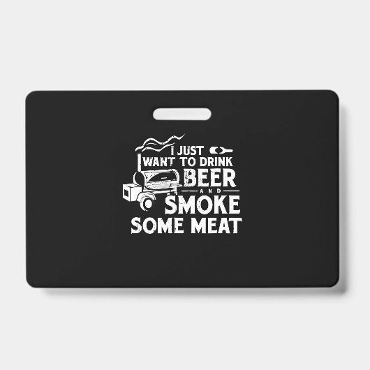 BBQ Roking Pitmaster Gift Drink Beer Smoke Vlees Badge (Voorzijde)