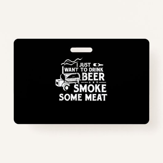 BBQ Roking Pitmaster Gift Drink Beer Smoke Vlees Badge (Voorkant)