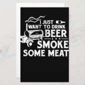 BBQ Roking Pitmaster Gift Drink Beer Smoke Vlees Briefpapier (Voorkant / Achterkant)