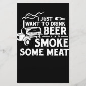 BBQ Roking Pitmaster Gift Drink Beer Smoke Vlees Briefpapier (Voorkant)