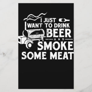 BBQ Roking Pitmaster Gift Drink Beer Smoke Vlees Briefpapier