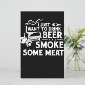 BBQ Roking Pitmaster Gift Drink Beer Smoke Vlees Briefpapier (Staand voorkant)
