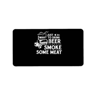 BBQ Roking Pitmaster Gift Drink Beer Smoke Vlees Etiket