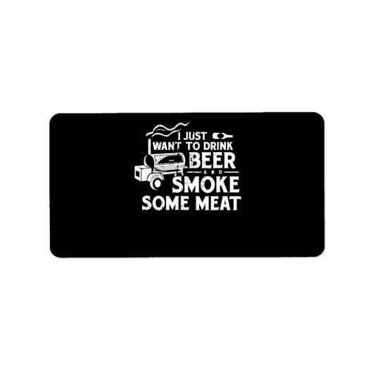 BBQ Roking Pitmaster Gift Drink Beer Smoke Vlees Etiket (Voorkant)