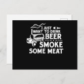 BBQ Roking Pitmaster Gift Drink Beer Smoke Vlees Feestdagenkaart (Voorkant / Achterkant)
