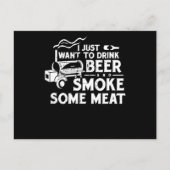 BBQ Roking Pitmaster Gift Drink Beer Smoke Vlees Feestdagenkaart (Voorkant)