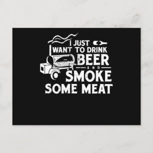 BBQ Roking Pitmaster Gift Drink Beer Smoke Vlees Feestdagenkaart