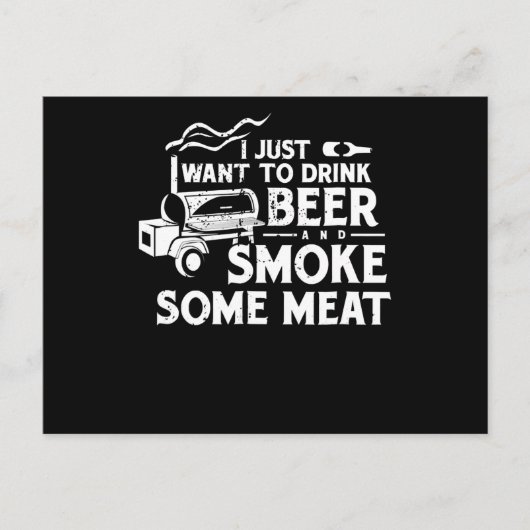 BBQ Roking Pitmaster Gift Drink Beer Smoke Vlees Feestdagenkaart (Voorkant)