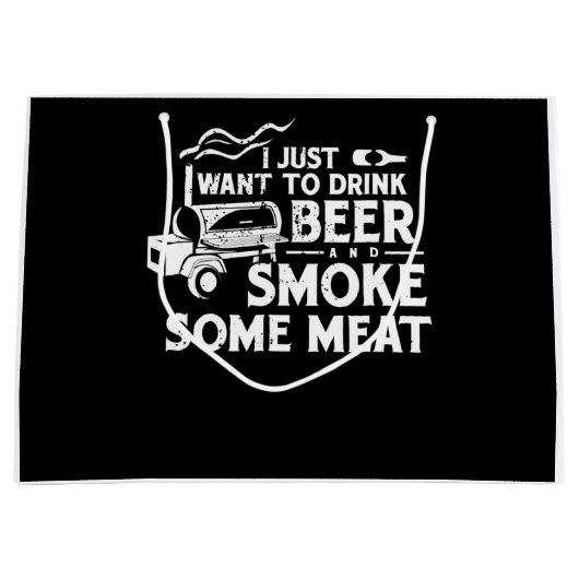 BBQ Roking Pitmaster Gift Drink Beer Smoke Vlees Groot Cadeauzakje (Voorkant)