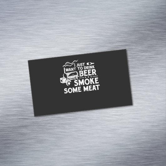 BBQ Roking Pitmaster Gift Drink Beer Smoke Vlees Magnetisch Visitekaartje (Voorbeeld)